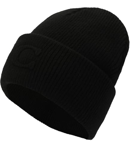 Coach Women's Metallic Signature C Jacquard Beanie, Chalk at